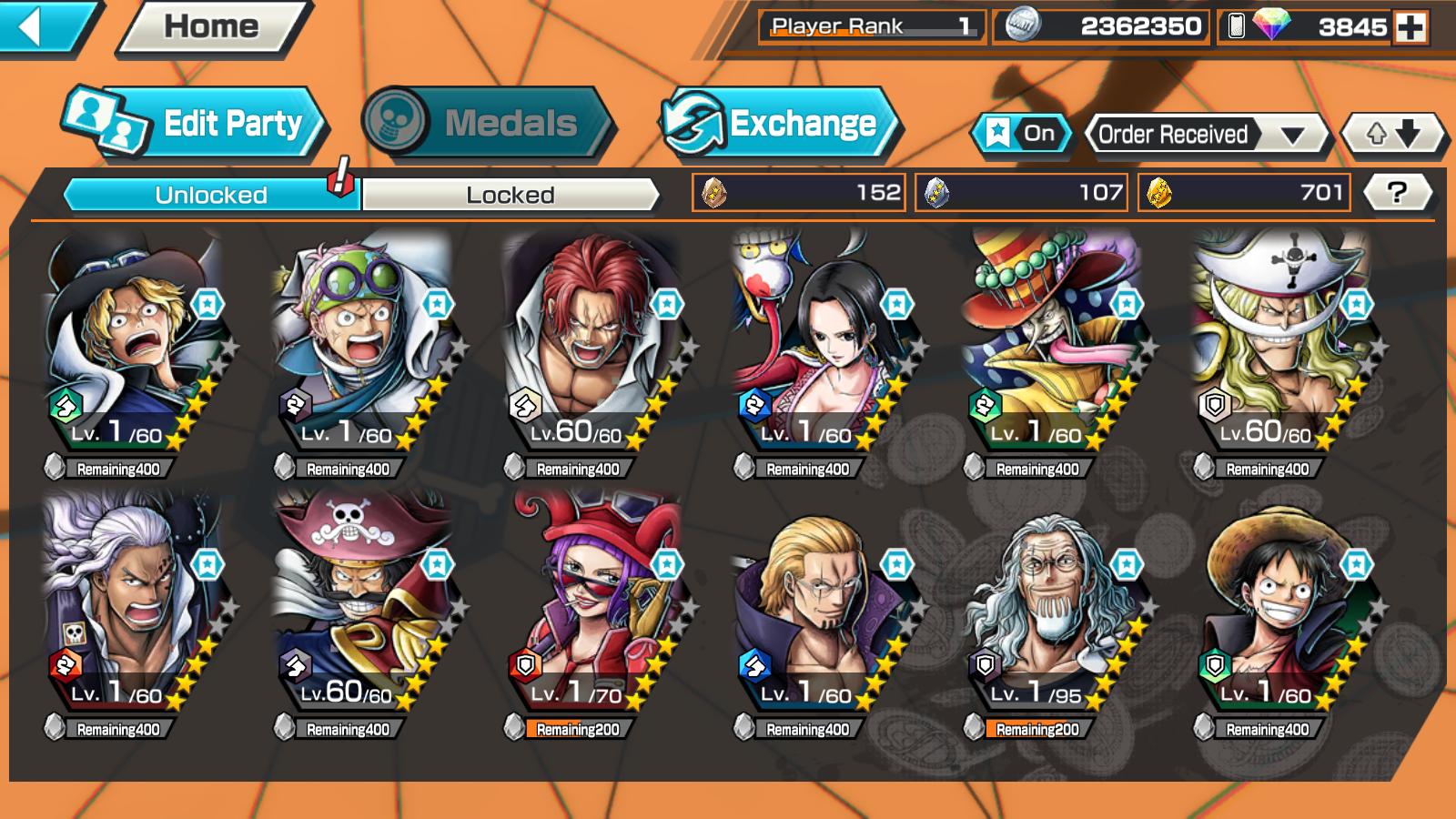 🏴‍☠️SPECIAL OPBR 4EX SABO + SHANKS +3850 DIAMONDS ANDROID
