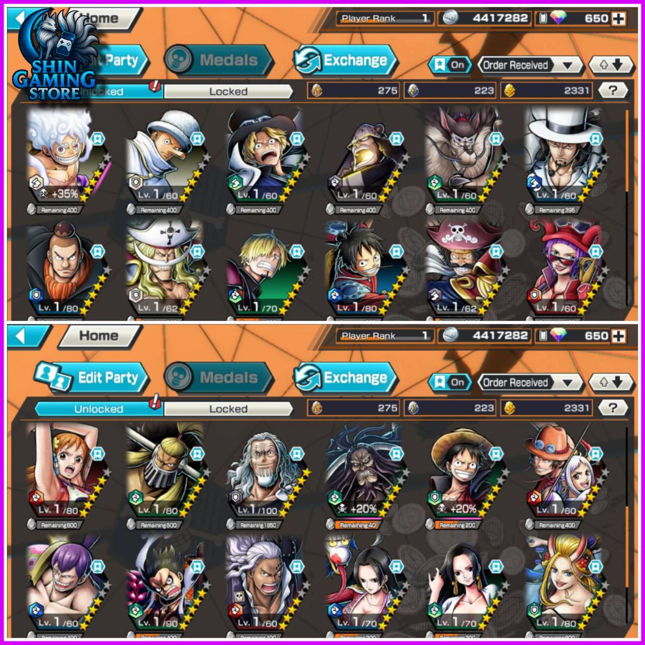 ⭐6 EXTREME SPECIAL LUFFY G5+SABO+LUCCI+ROGER++ 2400 FRAGS⭐