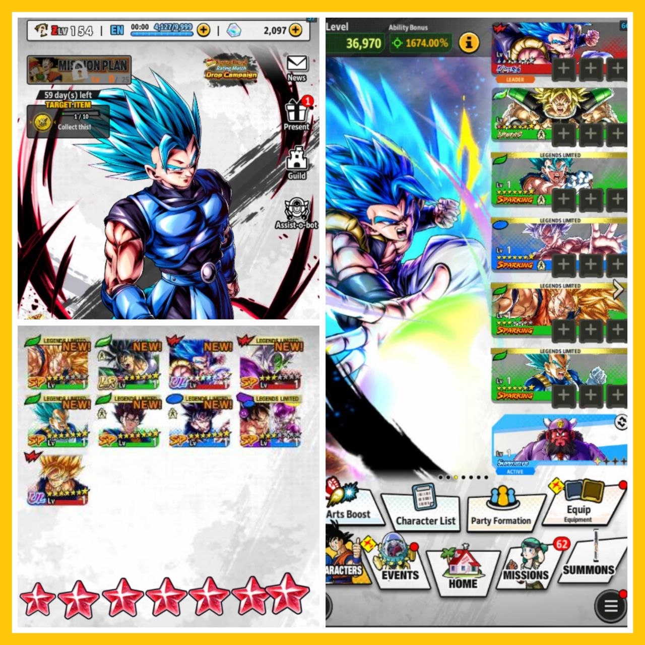 ⭐ANNY GOGETA BLU MAX 14 + FULL POWER BROLY 8 STAR +CHRONO⭐