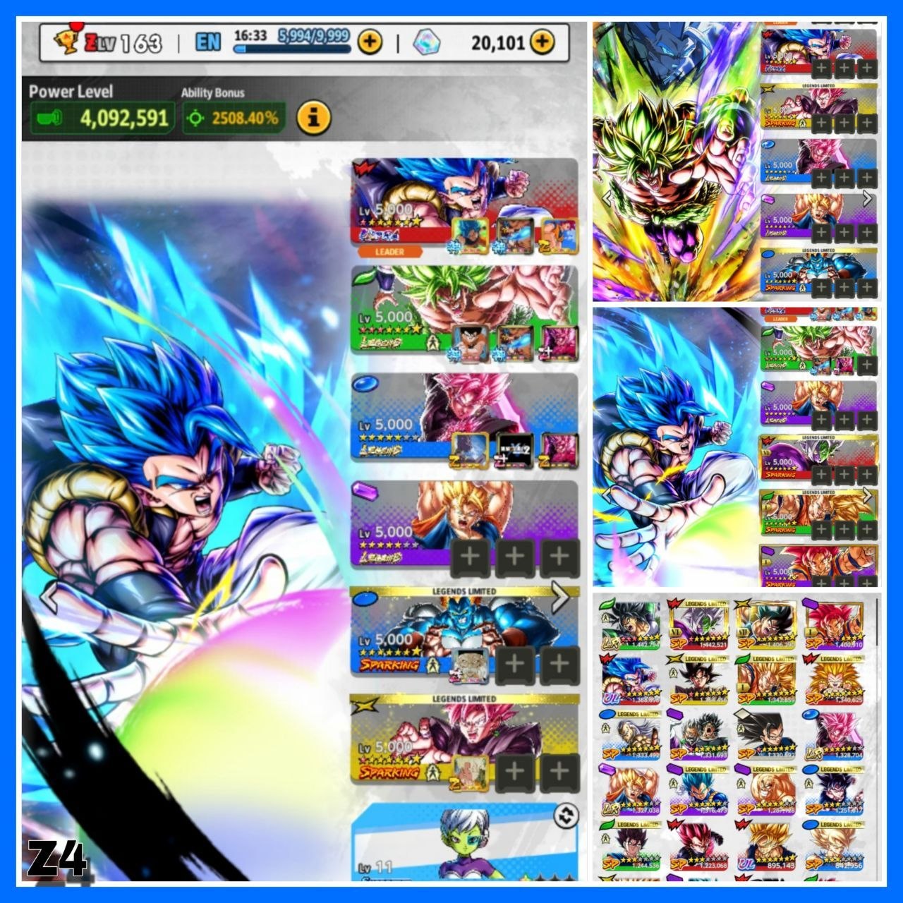 ⭐ANNY GOGETA BLU 8 STARS + FULL POWER BROLY 10 STARS + LEGENDS VEGITO ROSE' + 20K CHRONO⭐ (Z4)